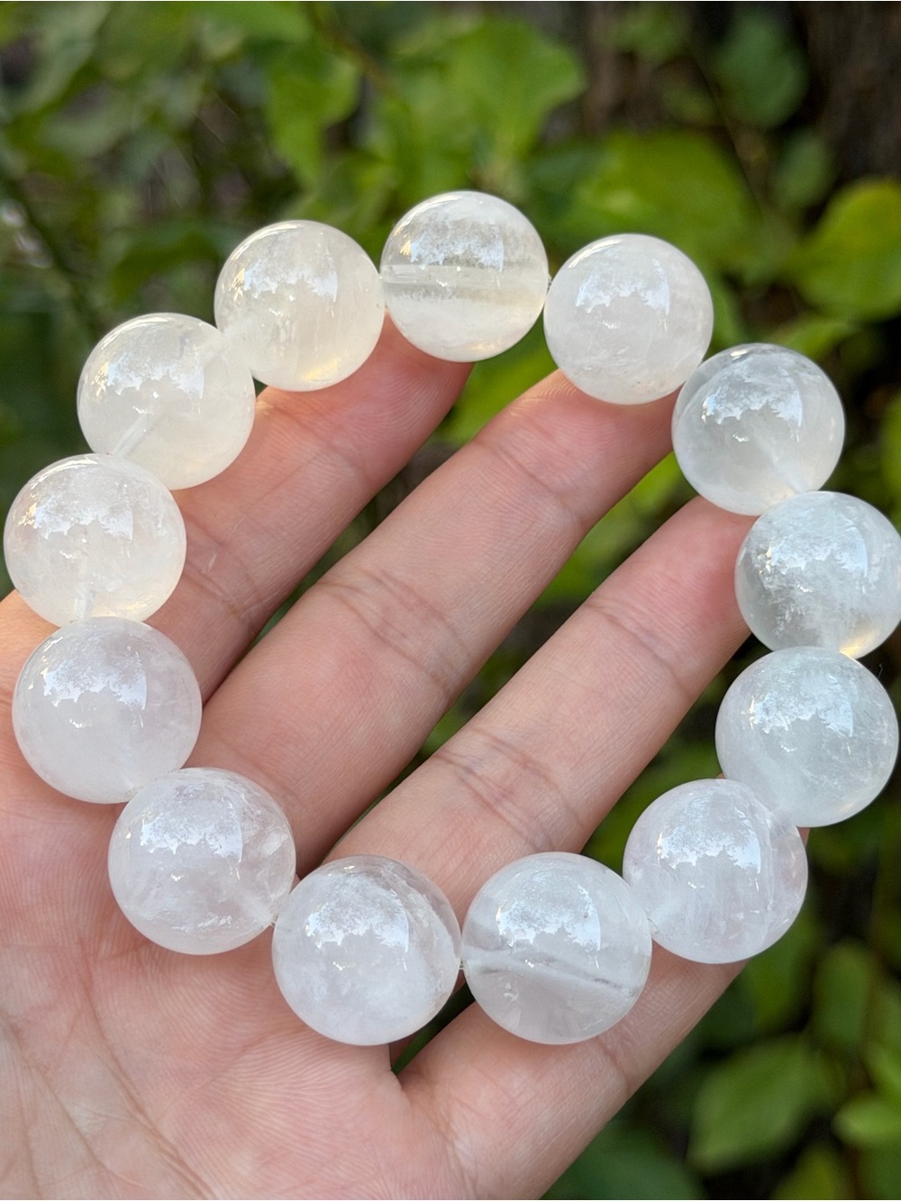 18mm Stretchable Milky Clear Quartz Bracelet 1984 - Picture 4 of 7